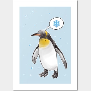 King penguin thinking about snow Posters and Art